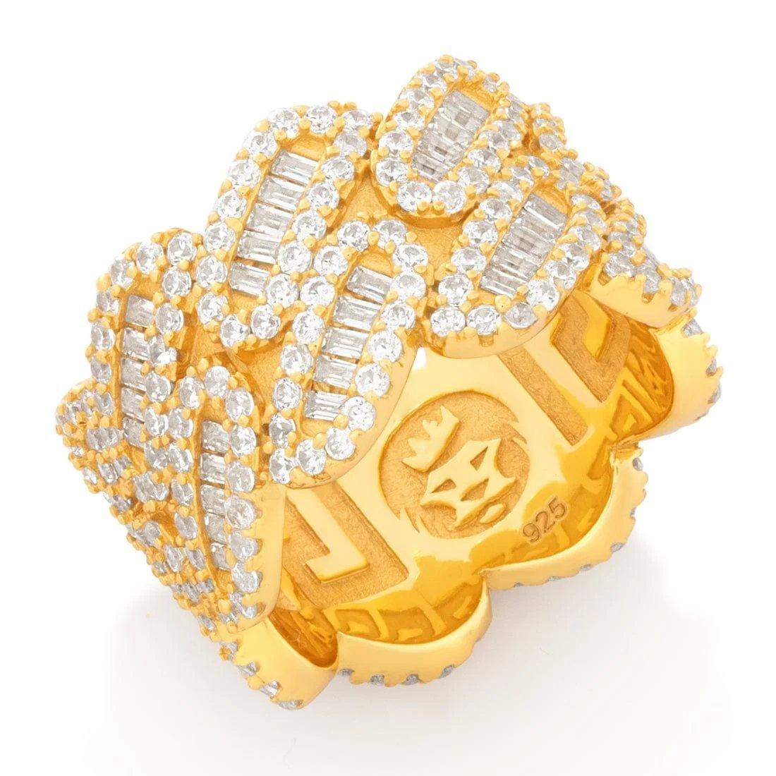 King Ice Diamond-Cut Miami Cuban Link Ring - Gold - GOLD